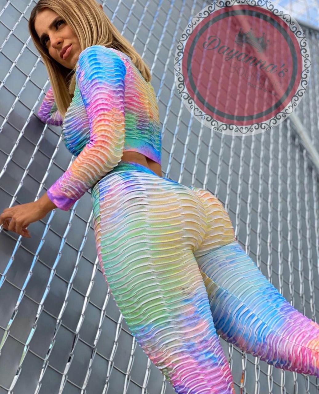 Rainbow Textured Crop & Legging Set
